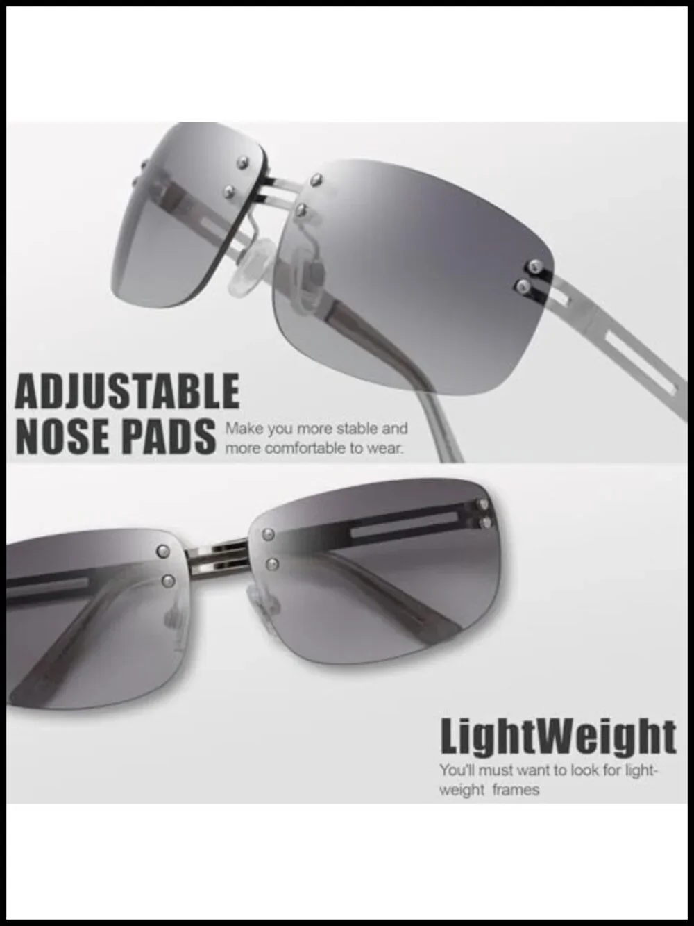 Rimless Metal Sunglasses UV400 Protection Unisex Minimalist Retro